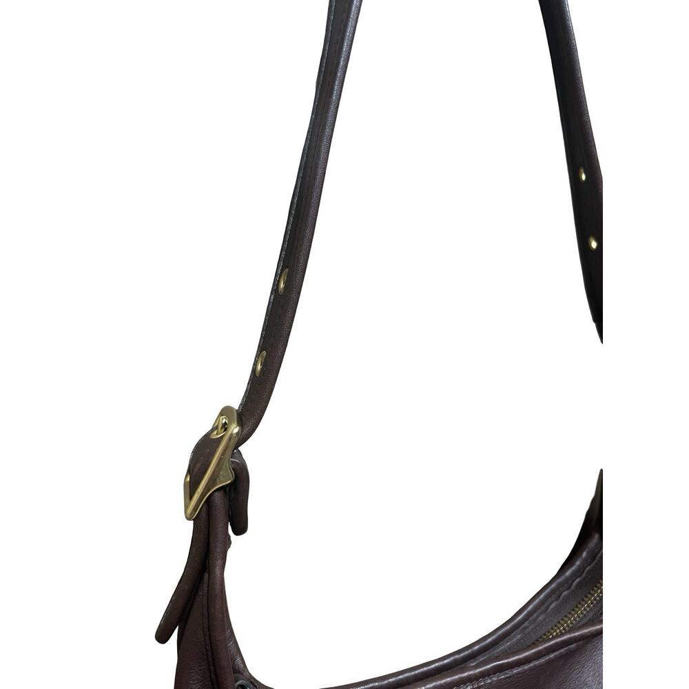 COACH VTG #9058 Legacy Leather Zip Top Hobo Shoulder Bag Dark Brown USA Brass - Picture 5 of 15